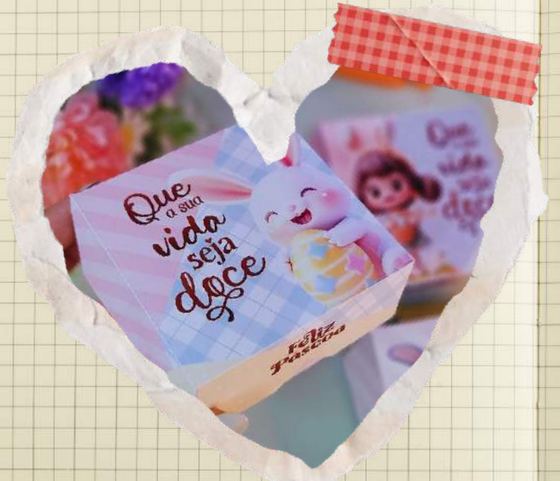 Ilustração do Módulo 3: caixinha personalizada de Páscoa com a frase Que a sua vida seja doce